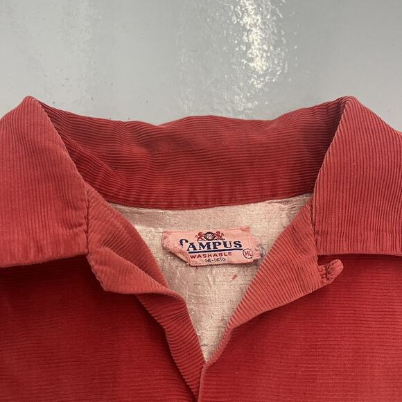 Vintage 50s Campus Red Horizontal Corduroy Loop Collar - Picture 4 of 4
